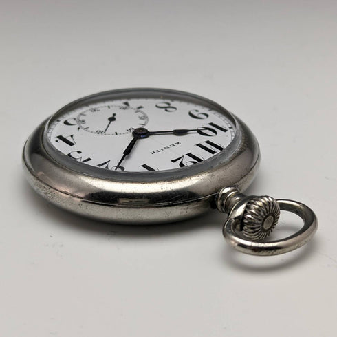 Around 1914 Antique Zenith pocket watch with alloy case works well